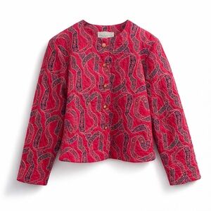 PORTRAITS NORTHERN ISLES Quilted Paisley Jacket Cropped Boho Folk Vintage Style